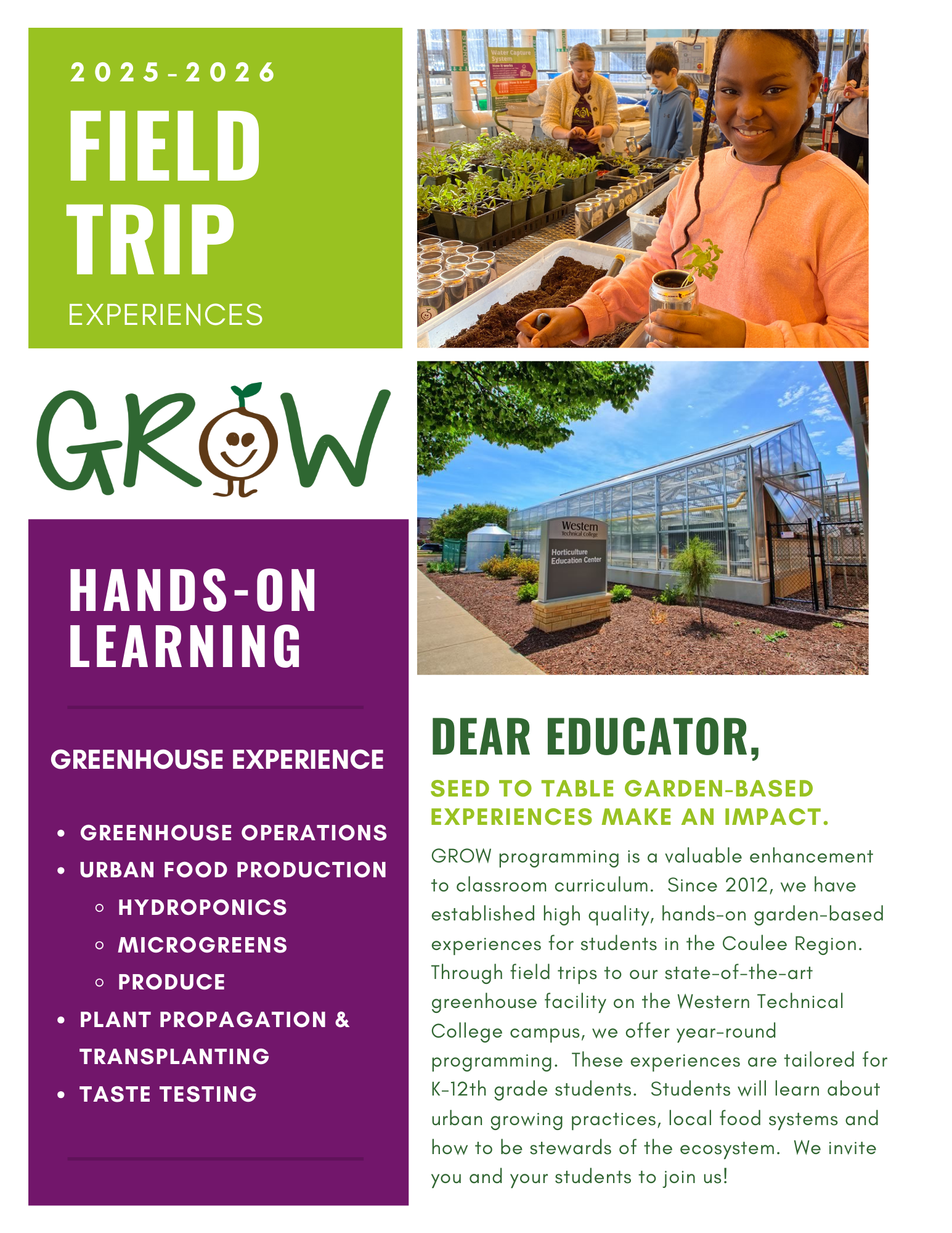 2025-26 GREENHOUSE Field Trip Flyer FINAL 2025-26 GREENHOUSE Field Trip Flyer FINAL